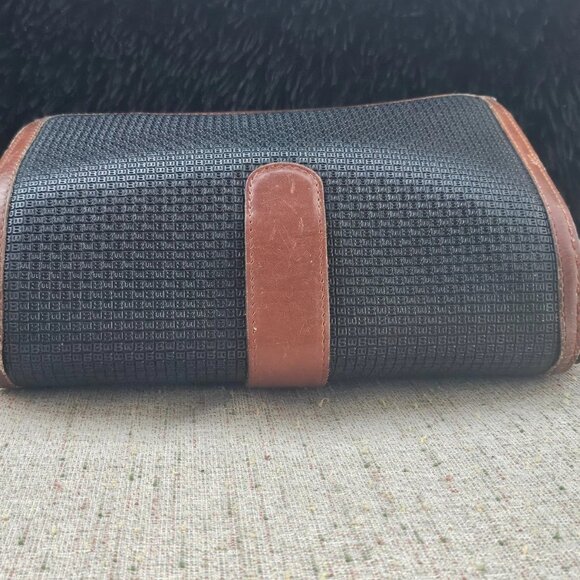 Vintage Bally Clutch Purse Brown/Black Leather Wristlet Rare Hand Bag Made Italy - Picture 6 of 13